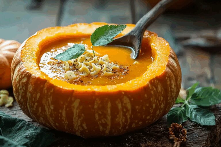Осенний суп в тыкве, запеченный в духовке