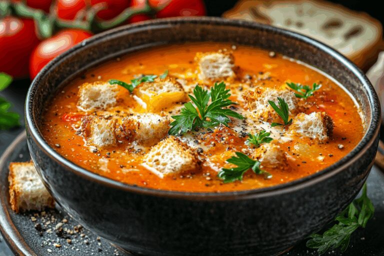 Томатный суп-пюре с брынзой и ржаными гренками! Самый лучший рецепт осени — просто и вкусно