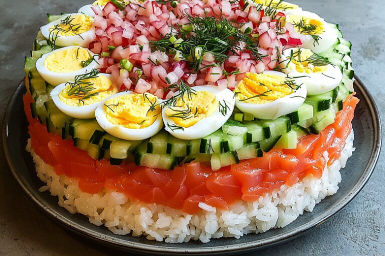 Готовлю один раз в год на Новый год салат «Япоша» — невероятное сочетание с красной рыбой: вкуснее шубы и мимозы