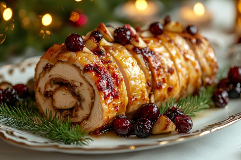 Яркий и праздничный куриный рулет с клюквой и яблоком: такую вкусную грудку вы еще не ели