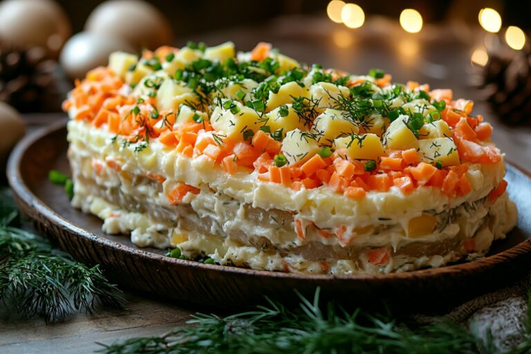 Селедка под зеленой шубой — нежная и воздушная: классика в новой интерпретации