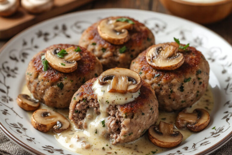 Аппетитные зразы «Охотничьи» с грибами, луком и сметанной подливкой. Ароматно и вкусно