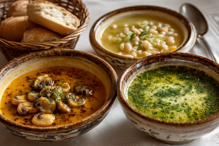 Три рецепта супов для Великого поста: гороховый с грибами, рассольник с огурцами и гаспачо