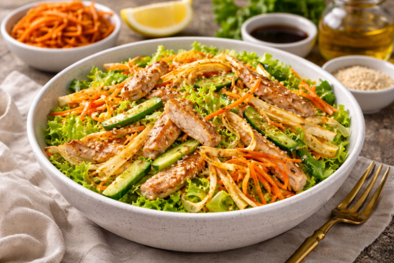 Рецепт для стройнеющих: овощной салат с яичными блинчиками — сытный, легкий и вкусный вариант без чувства «диеты»